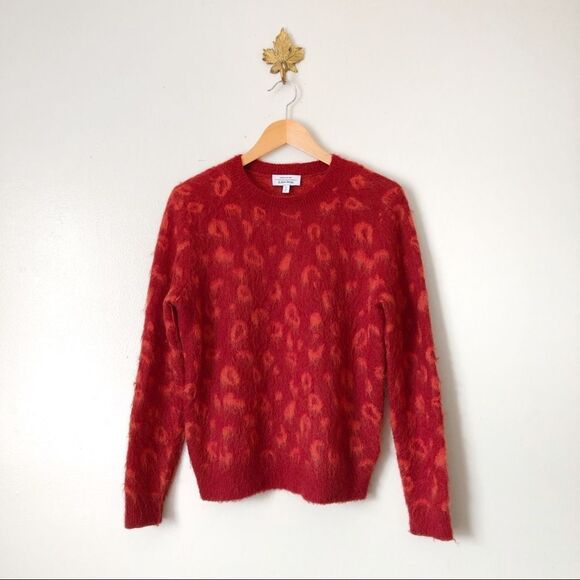 Paris Atelier & Other Stories Red Orange Fuzzy Crewneck sweater Small preowned - Picture 1 of 5